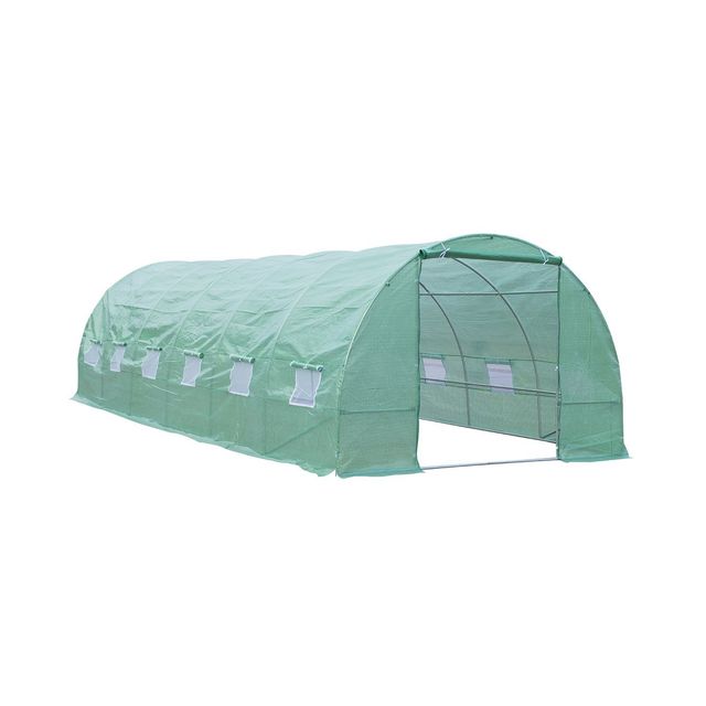 Offerta Outsunny Serra per Orto a Tunnel 8×3×2m Struttura in Acciaio e Copertura in PE Anti-Raggi UV con 12 Finestre e Porta Avvolgibile