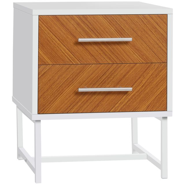 Offerta HOMCOM Comodino Moderno da Camera a 2 Cassetti in Metallo e Legno