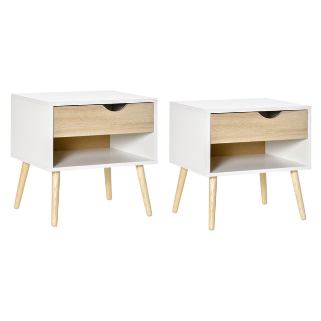 Offerta HOMCOM Set di 2 Comodini Moderni con Cassetto e Mensola
