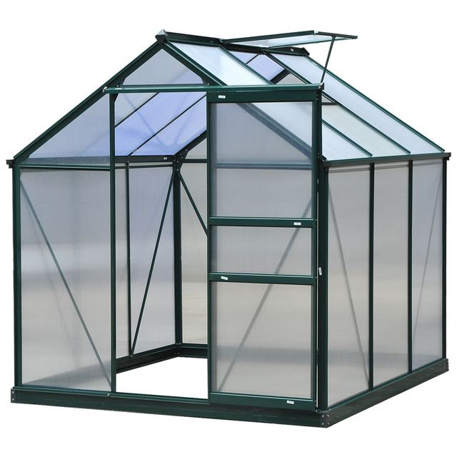 Offerta Outsunny Serra per Orto 190x192x201cm in Alluminio e Policarbonato Anti-Raggi UV con Finestra e Porta Scorrevole