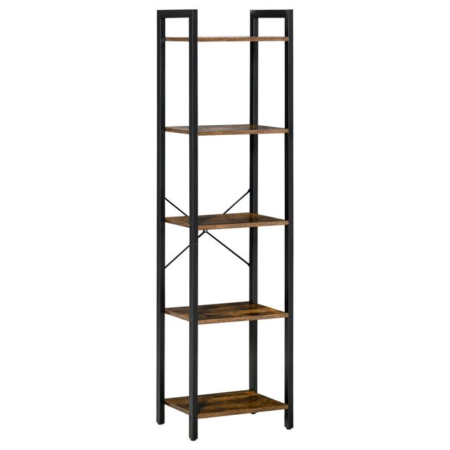 Offerta HOMCOM Libreria Scaffale Moderno Industriale a 5 Scaffali in Legno e Acciaio per Casa