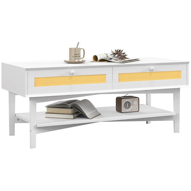 Offerta HOMCOM Tavolino da Caffè Boho con 2 Cassetti e Ripiano