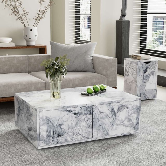 Offerta Set di Tavolini da Salotto Moderni in Marmo