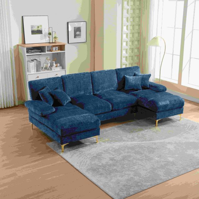 Offerta Divano componibile moderno grande in Chenille a forma di U