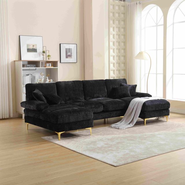 Offerta Divano componibile moderno grande in Chenille a forma di U