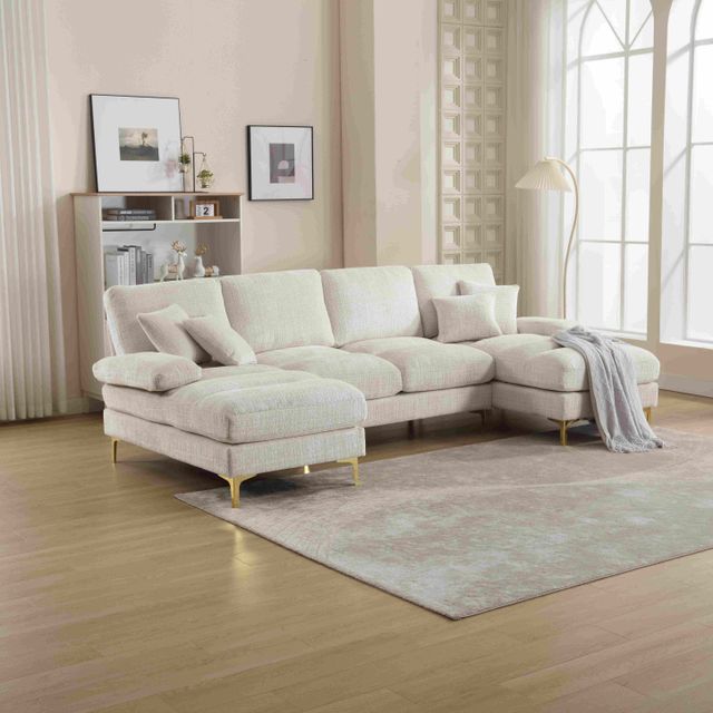 Offerta Divano componibile moderno grande in Chenille a forma di U