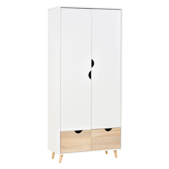 Offerta HOMCOM armadi economici armadietto elegante con ripiano attaccapanni 2 cassetti armadio cameretta con 2 ante bianco 80x40x180cm