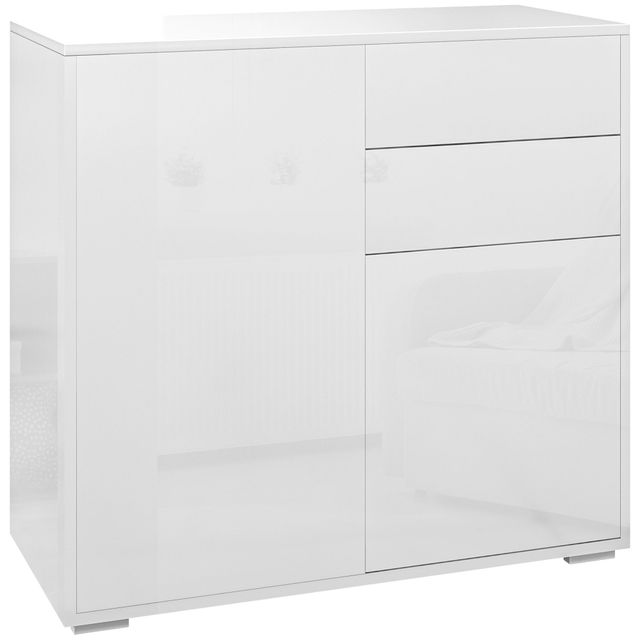 Offerta HOMCOM Credenza Moderna con 2 Armadietti e 2 Cassetti con Apertura a Pressione