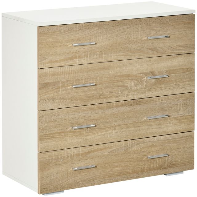 Offerta HOMCOM Cassettiera 4 Cassetti in Legno e Maniglie in Alluminio