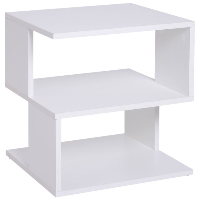 Offerta HOMCOM Tavolino da Caffè 2 Ripiani Aperti Design Moderno Salotto Soggiorno Legno 40x40x43cm Bianco Aosom