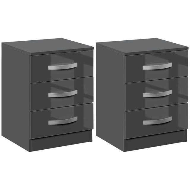 Offerta HOMCOM Set 2 Comodini Moderni con 3 Cassetti e Maniglie in Metallo