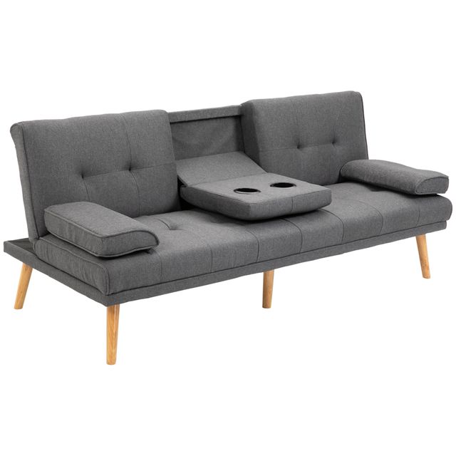 Offerta HOMCOM Divano Letto 3 Posti Reclinabile con 2 Braccioli Staccabili