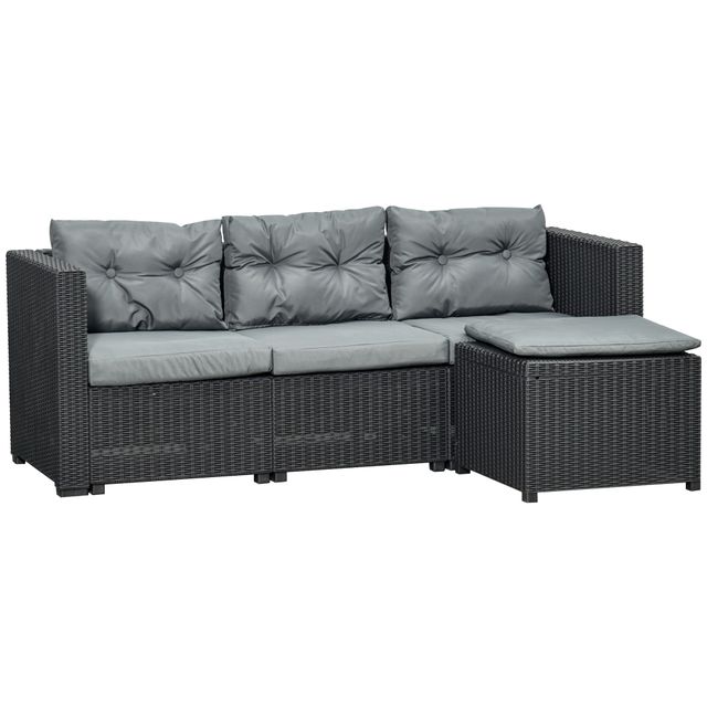 Offerta Outsunny Set Mobili da Giardino in Rattan PE Divano 3 Posti e Poggiapiedi/Tavolino