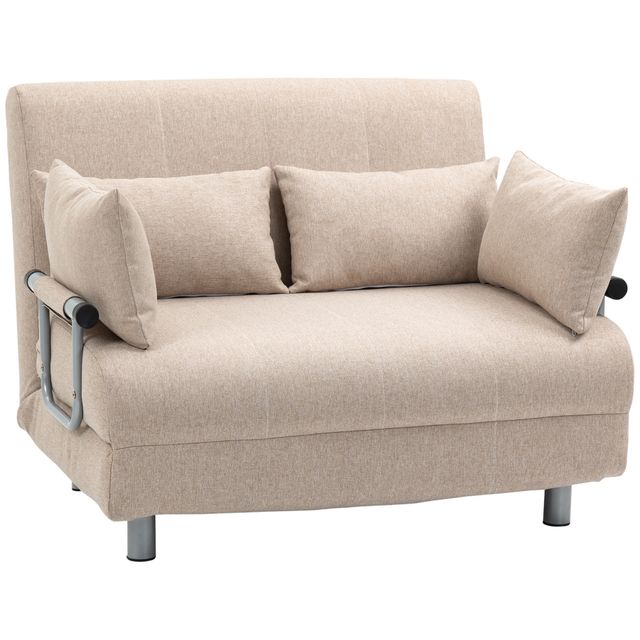 Offerta HOMCOM Divano Letto 1 Piazza e Mezza in Tessuto con Schienale Reclinabile su 5 Livelli e 4 Cuscini