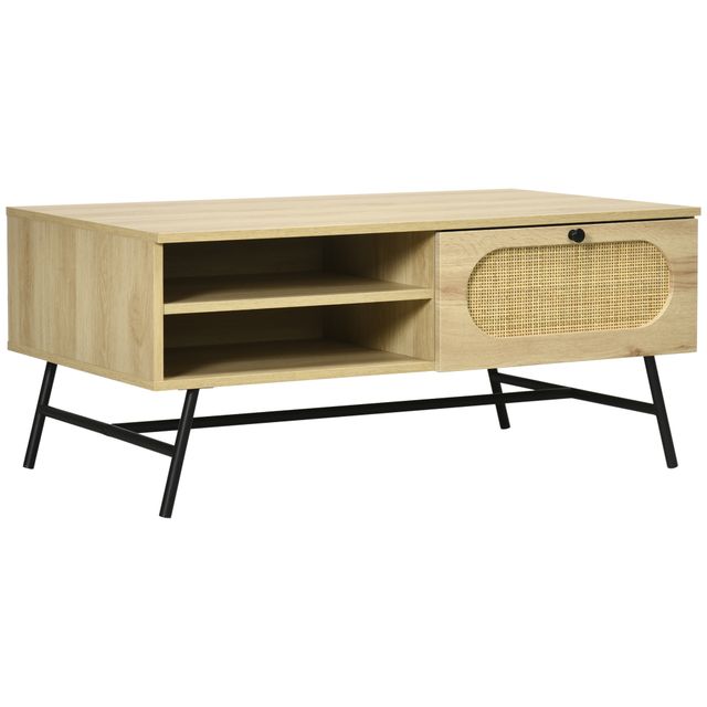 Offerta HOMCOM Tavolino da salotto con Cassetto e Gambe in Metallo Stile Boho