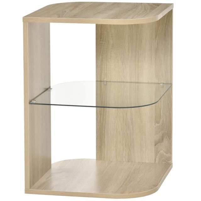 Offerta HOMCOM Tavolino da Salotto Moderno in Legno e Vetro