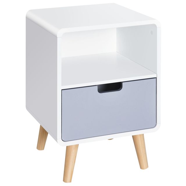 Offerta HOMCOM Comodino con Cassetto in MDF e Legno di Pino per Camera da Letto