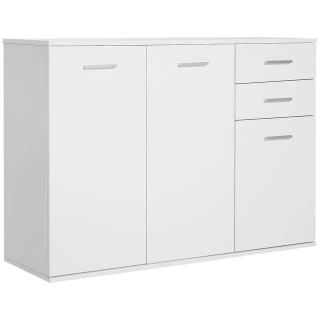 Offerta Homcom Armadietto Mobiletto cucina Mobili Soggiorno Mobiletto Multiuso con 3 Ante e 2 Cassetti in Legno Truciolato