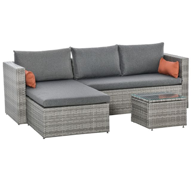Offerta Outsunny Mobili da Giardino Set 3 Pezzi in Rattan PE con 2 Divani e Tavolino da Caffè