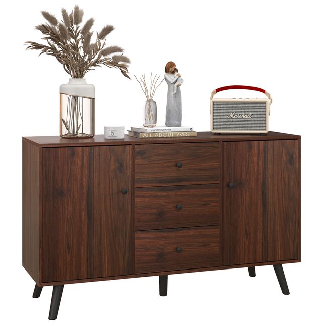 Offerta HOMCOM Credenza Moderna in Legno e Truciolato con 2 Armadietti e 3 Cassetti