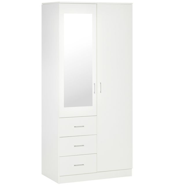 Offerta HOMCOM Armadio Moderno Guardaroba 2 Ante con Specchio e 3 Cassetti