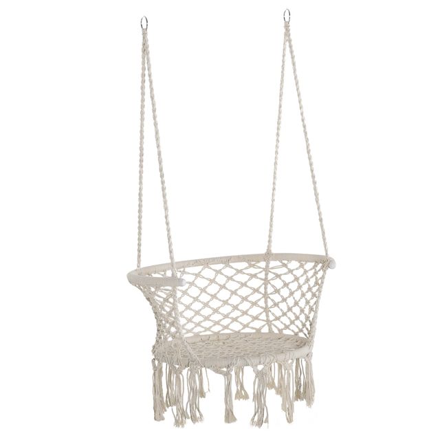 Offerta Outsunny Amaca Stile Boho Chic Sedia Sospesa Poliestere e Macramè