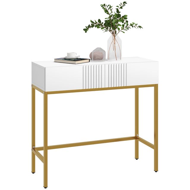 Offerta HOMCOM Consolle da Ingresso Moderna con 2 Cassetti e Gambe Dorate