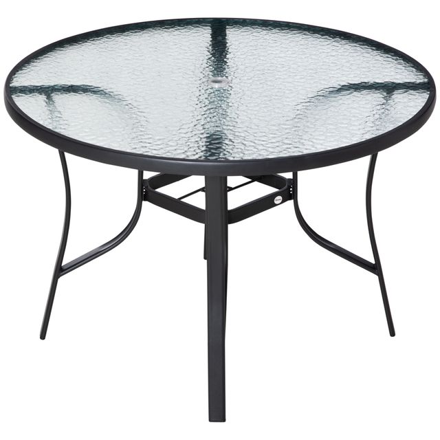 Offerta Outsunny Tavolo da Giardino Rotondo con Foro per Ombrellone