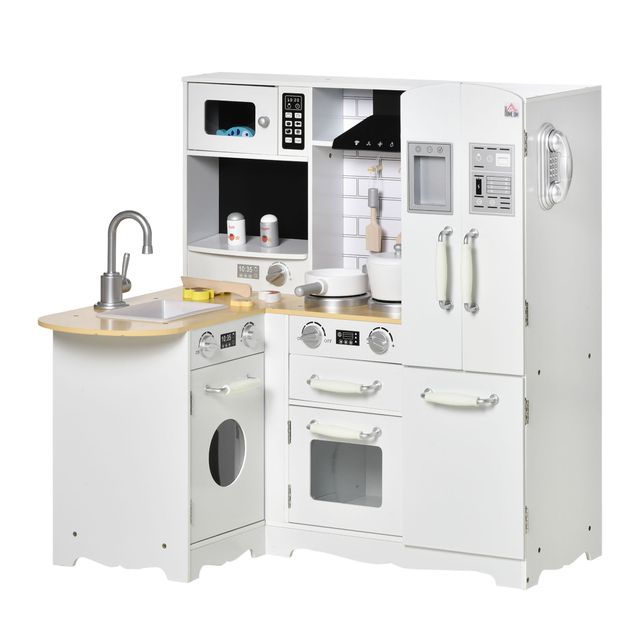 Offerta HOMCOM Cucina Giocattolo in Legno per Bambini 3-6 Anni con 14 Accessori