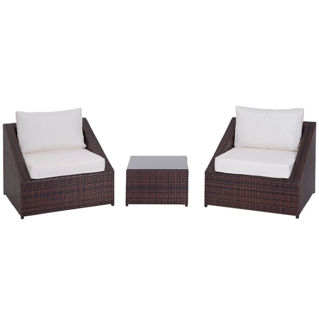 Offerta Outsunny Set Mobili da Giardino in PE Rattan con Tavolino e 2 Poltrone con Cuscini
