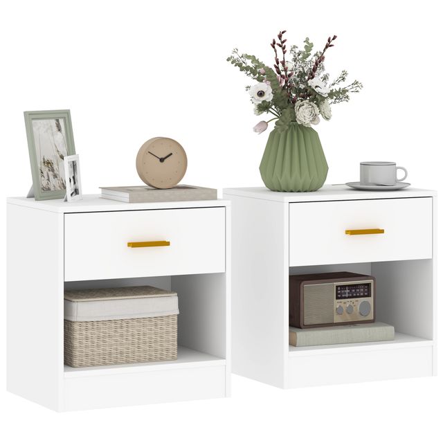 Offerta HOMCOM Set 2 Comodini Moderni in Legno con Cassetto e Ripiano Aperto