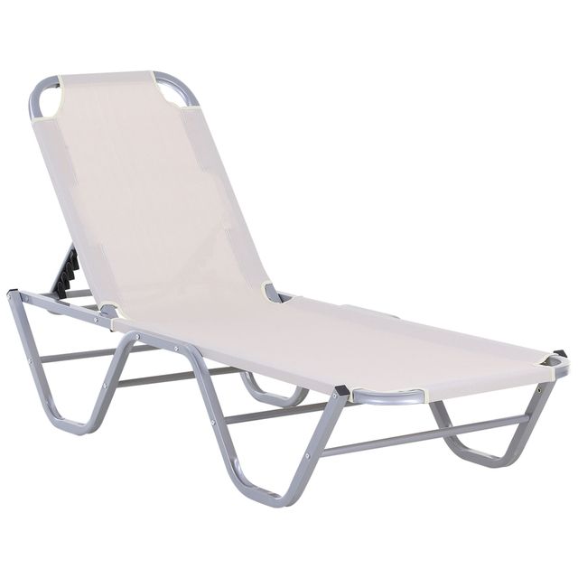Offerta Outsunny Lettino Prendisole in Alluminio con Schienale Reclinabile a 5 Livelli