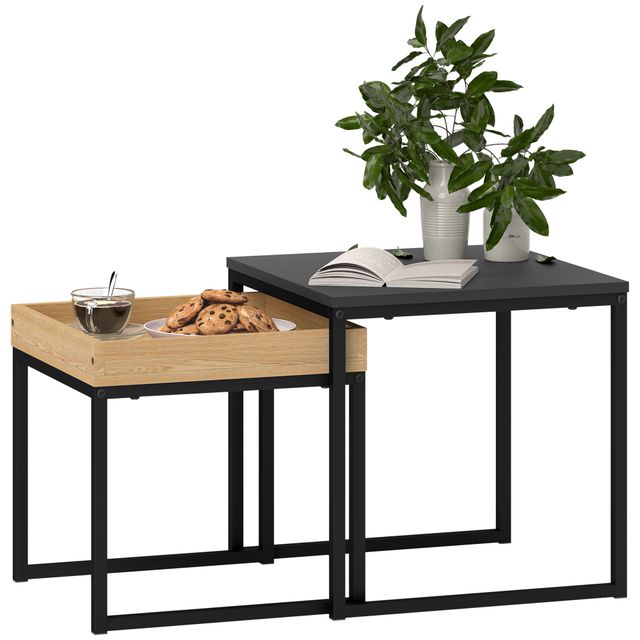 Offerta HOMCOM Set 2 Tavolini da Caffè Moderni con Gambe a U