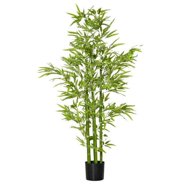 Offerta HOMCOM Pianta di Bambù Finta da 150cm con Vaso Nero
