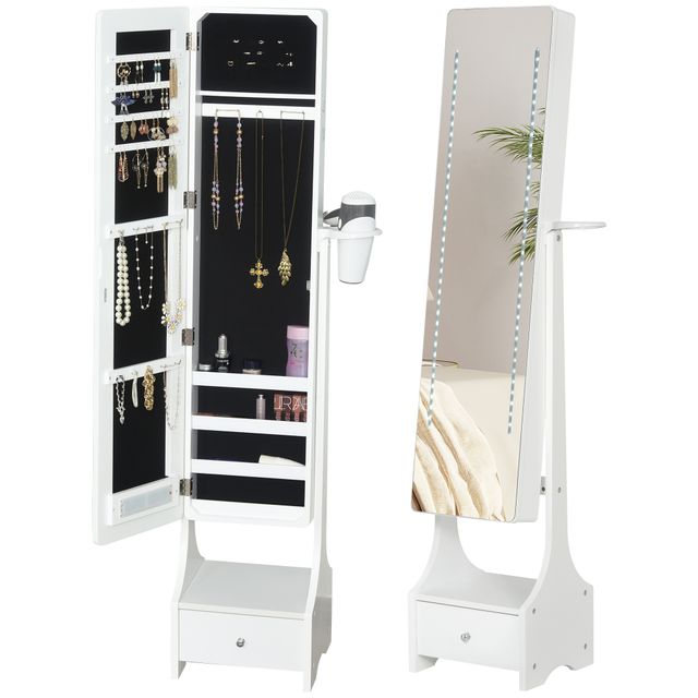 Offerta HOMCOM Armadio Portagioie con Specchio e Luci a LED Regolabili con Interruttore Touch