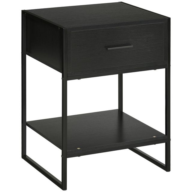 Offerta HOMCOM Comodino Nero Moderno con Cassetto