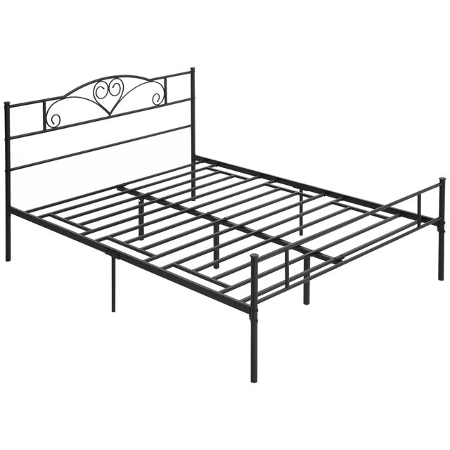 Offerta HOMCOM Struttura Letto Matrimoniale in Acciaio 160x200cm con Doghe Integrate