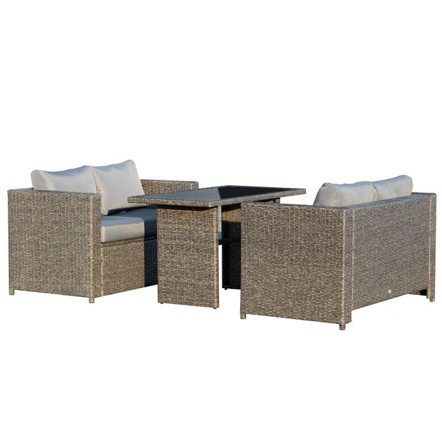 Offerta Outsunny Mobili da Esterno in Rattan PE Set 3 Pezzi Salotto da Esterno Arredamento Giardino con 2 Divani con Cuscini