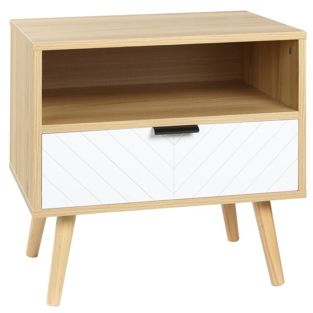 Offerta HOMCOM Comodino Moderno con Cassetto Estraibile e Ripiano Aperto