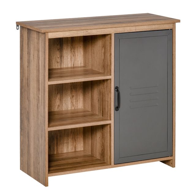 Offerta HOMCOM Mobile Multiuso con Ripiani e Armadietto in Legno con Anta in Metallo