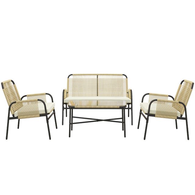 Offerta Outsunny Salotto da Giardino in Rattan PE con Divanetto e 2 Poltrone con Cuscini