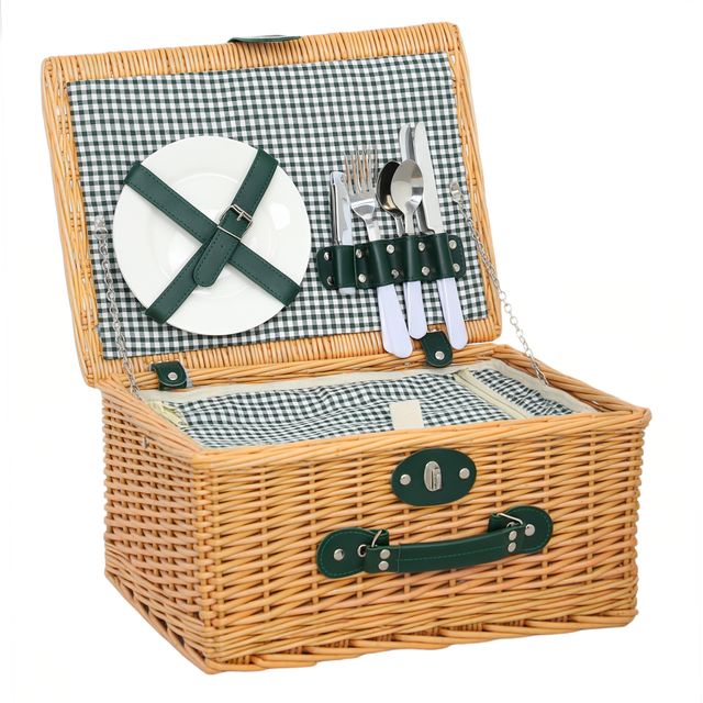 Offerta Outsunny Cesta da Pic Nic per 2 Persone in Vimini con Area Termica e Cavatappi
