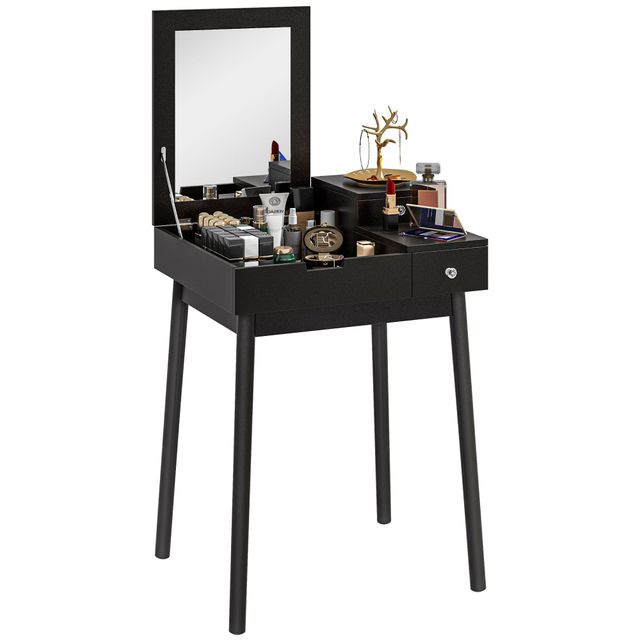 Offerta HOMCOM Tavolo da Trucco 2 in 1 con Specchio Ribaltabile e 2 Cassetti