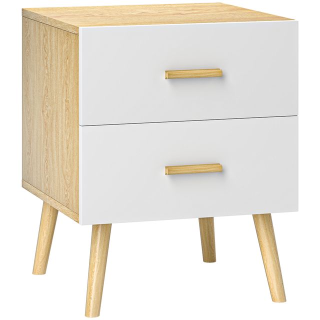 Offerta HOMCOM Comodino con 2 Cassetti in Legno in Stile Scandinavo