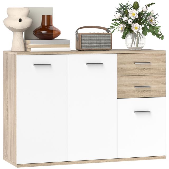 Offerta HOMCOM Credenza Moderna con 3 Armadietti e 2 Cassetti