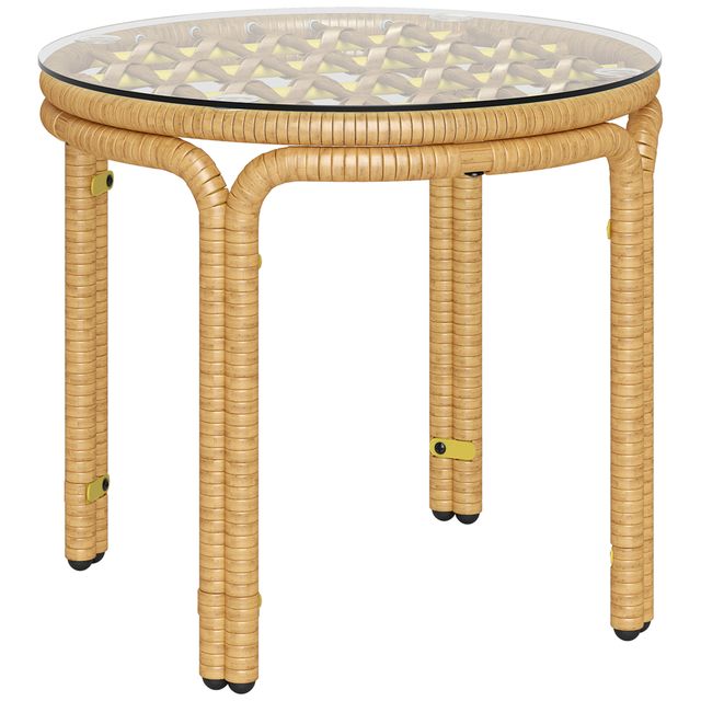 Offerta Outsunny Tavolino da Giardino in Rattan e Vetro Rotondo in Stile Boho Chic