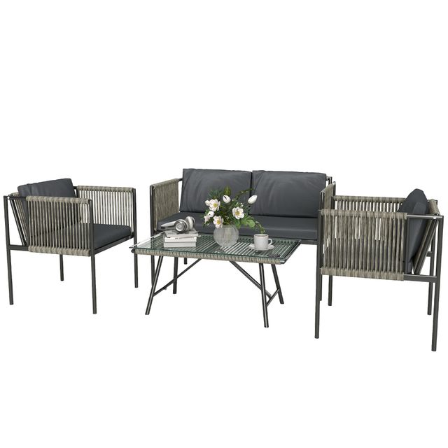Offerta Outsunny Set Salotto da Giardino in Rattan con 2 Poltrone