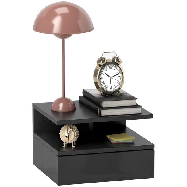 Offerta HOMCOM Comodino Sospeso per Camera da Letto con Cassetto e Ripiano Aperto in Legno