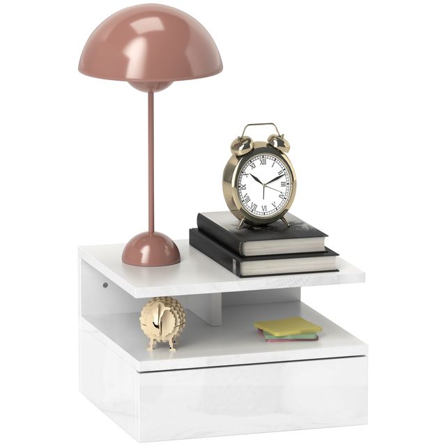Offerta HOMCOM Comodino Sospeso per Camera da Letto con Cassetto e Ripiano Aperto in Legno
