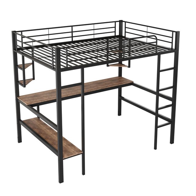 Offerta Letto a soppalco 90x200 cm in metallo con scrivania e scaffali